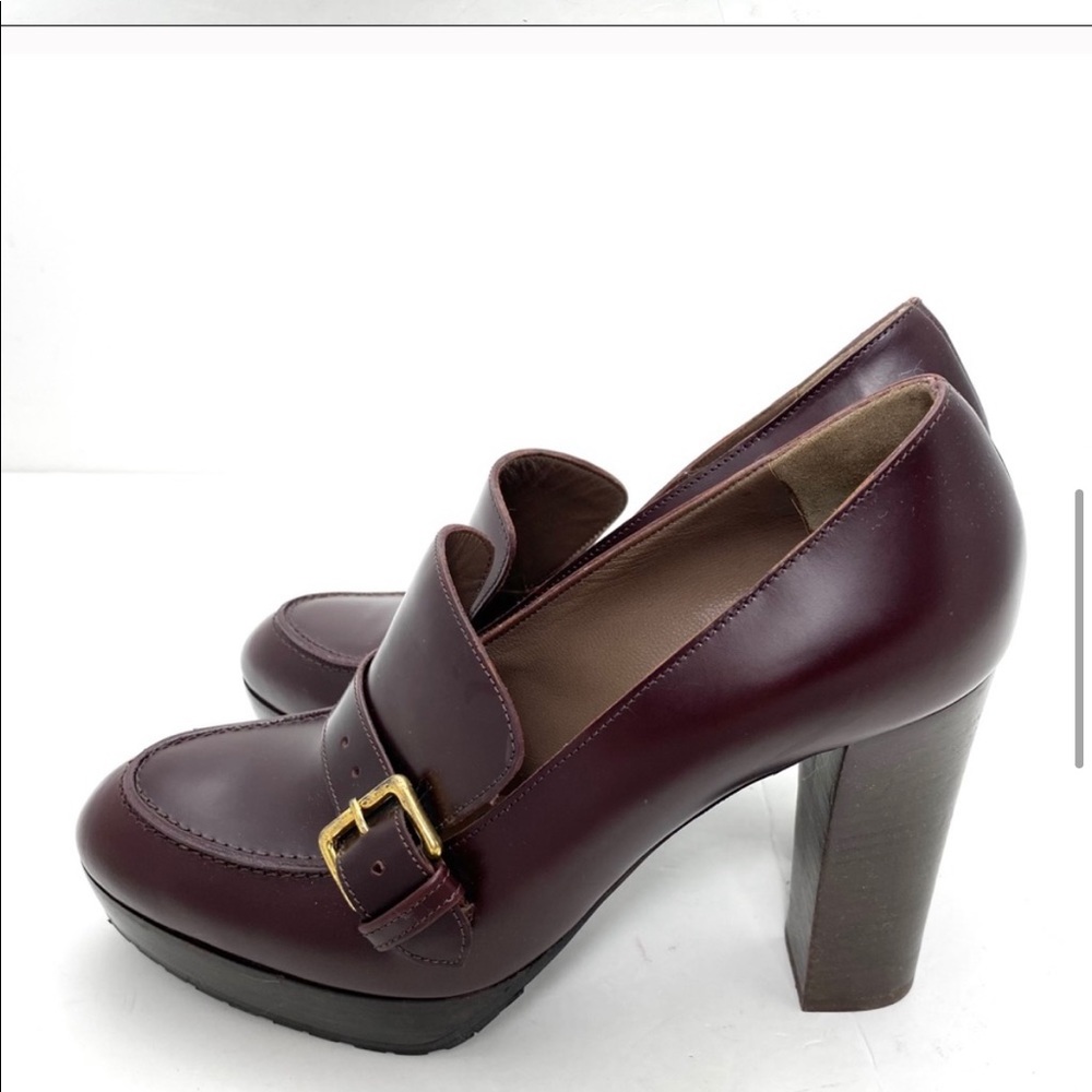 Marni Platform Pumps Burgundy w/ Gold Buckle - Picture 6 of 12